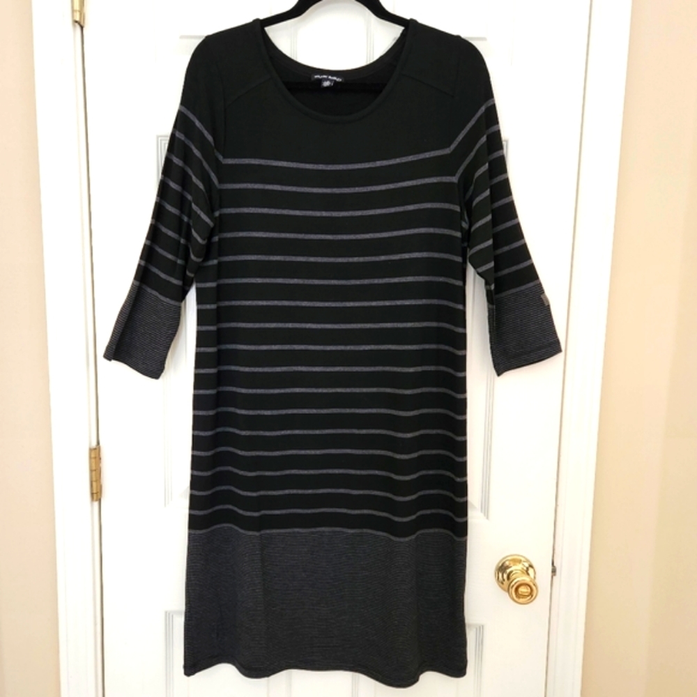 Longsleeve knit dress, black/gray NWOT